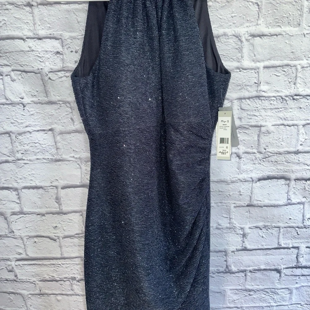 NWT  Women's ELIZA J. OCCASION HALTER DRESS Size 6 GLITTER STEEL Retail $138 - Picture 2 of 4